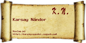Karsay Nándor névjegykártya