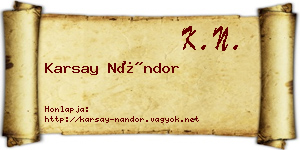 Karsay Nándor névjegykártya